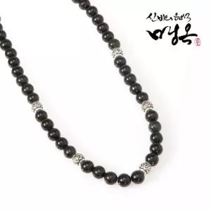 패션목걸이 건강목걸이 국내제작 흑녹옥 천연 원석목걸이 은볼 목걸이 12mm