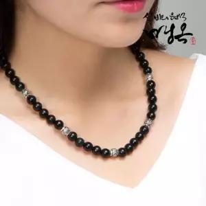 은볼 흑녹옥 패션목걸이 건강목걸이 국내제작 목걸이 천연 원석목걸이 10mm