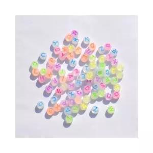아크릴이니셜 형광 비즈팔찌 비즈 비즈공예재료 알파벳비즈 100pcs