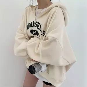 여성 기모 안감 레터링 하프 집업 오버핏 후드 맨투맨