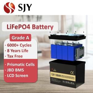 LCD 리튬 배터리 팩 RV 인력거 세미 트레일러 태양광 시스템용 6000 사이클 A 등급 Lifepo4 12V 100Ah