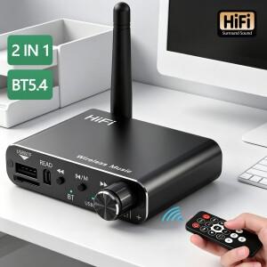 2IN 1 블루투스 5.4 오디오 송수신기 3.5MM AUX RCA USB U-디스크 HIFI 스테레오 음악 무선 어댑터 DSP 디