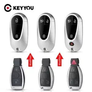 KEYYOU 1개 메르세데스 벤츠 S 클래스 업그레이드용 리모트 스마트 자동차 키 쉘 케이스 BMW BGA 2000+년형