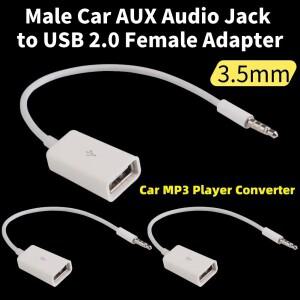 3.5mm AUX 오디오 잭USB 2.0 여성 커넥터 케이블로 변환 남성 보조 플매트 카펫 러그 코드로 차량용 1-3개