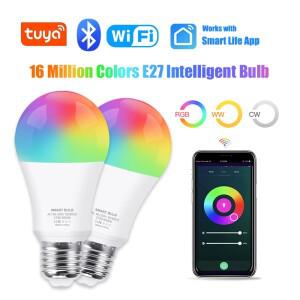 Tuya Wifi/블루투스 스마트 전구 E27 RGB Alexa Led 램프 AC 85-265V Google Assistant Smart Life