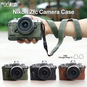 Nikon Zfc 버팔로 텍스처 카메라 베이스 커버 보호대용 하프 케이스 인조 가죽 바닥 오프닝 1/4 나사 넥 스