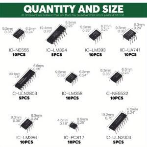 85PCS 집적 회로 칩 키트 10 사양 IC-NE555 IC-LM324 DIP 단일 정밀 타이머 조합