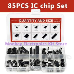 85PCS 집적 회로 IC NE555 LM324 ULNN2803 칩 키트 DIP 단일 정밀 타이머 10 종류 diy 전자 tentacl