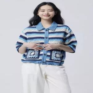 베네통 크로셰 데님 블록 점퍼(BAJP61631)