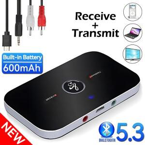 핫블루투스 5.3 오디오 송수신기 RCA 3.5mm AUX 잭 USB 동글 음악 무선 어댑터 (차량용, PC, TV, 헤드폰)