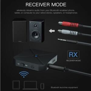 KN319 블루투스 5.0 송수신기 2 in 1 스테레오 오디오 컨버터 무선 어댑터 (RCA 3.5MM AUX 포함, 차량/PC