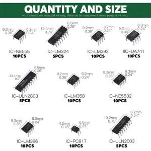 85PCS 집적 회로 칩 키트 10 사양 IC-NE555 IC-LM324 DIP 단일 정밀 타이머 조합