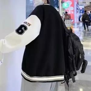 남성 패치 디자인 배색 오버핏 야구점퍼 [BAN77876]