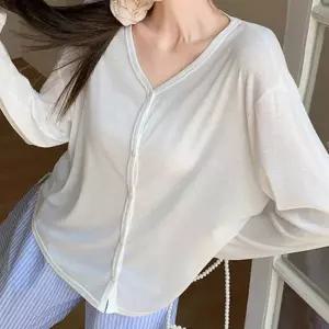 여름 시스루 가디건 루즈핏 브이넥 데일리 니트