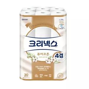 신세계 규격 크리넥스 퓨어코튼 도톰한 4겹 아쿠아 프레시 25m*30롤