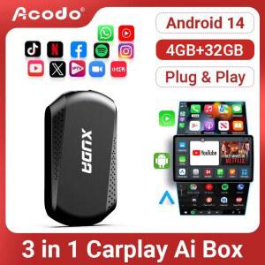 카플레이 네비게이션 carplay 2026 ACODO 안드로이드 14 3in1 카플레이 AI 박스 무선 안드로이드 오토 USB 어댑터 4G 32G 유튜브 넷플릭스 자동 연결