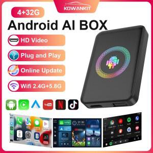 카플레이 네비게이션 carplay 2026 안드로이드 14 4 64G 무선 CarPlay Ai 박스 코완킷 스마트 5 in 1 HDMI 플러그 앤 플레이 안드로이드 오토 카 TV 박스 넷플릭스 유튜브 지원