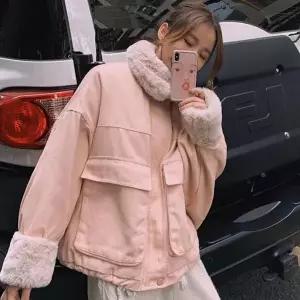 [하프클럽/]퍼카라 코트 밍크털 안감 겨울 점퍼 루즈핏 아우터 여성
