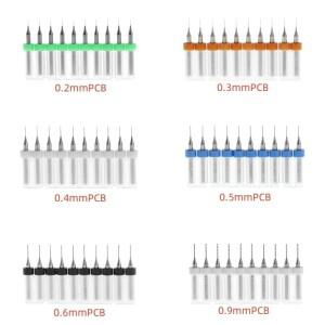 새로운 10Pc 0.20.30.40.50.60.9mm 팁 18 생크 나선형 플루트 텅스텐 카바이드 마이크로 PCB 목공 도구 고