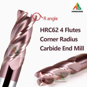 코너 반경 엔드 밀 HRC70 HRC62 4 플루트 R Bullnose R0.5 R1 R2 R3 67 텅스텐 카바이드 스틸 커터 가공 금