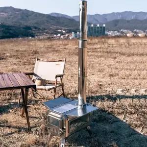 스텐 대형 화목난로 투명 감성 캠핑 불멍 장작 나무