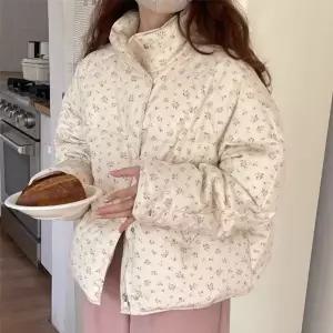 여성 잔꽃 플라워 숏패딩 점퍼
