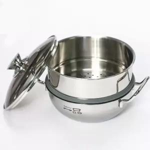 (20cm) 키친아트 IH 스텐 찜솥 2단/찜냄비/찜기/찜통/냄비/스테인레스/스텐레스/가정용/다용도/주방/호박