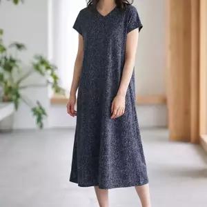 홈란쥬 트라이 폴리스판 여성 냉감 반팔 원피스 홈웨어 원피스 K03