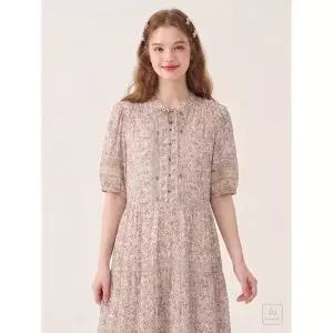 써스데이아일랜드 Thursday Island 플라워 패턴 보더 믹스 원피스 T244MOP283W