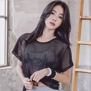메쉬 망사 레이어드티 여자크롭티 시스루티셔츠
