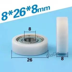 고무 코팅된 단일 8268mm 휠 608ZZ 베어링 및 평평한 롤러 POM 플라스틱 풀리