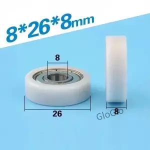고무 커버 소형 휠 608ZZ 베어링 플랫 롤러 POM 플라스틱 도르래 8268mm 1 개