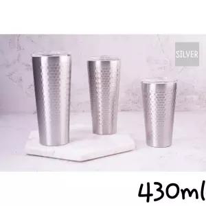 허니벌집 스텐 이중진공 보온 보냉 텀블러 실버 430ml