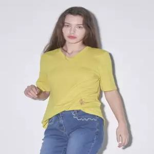 올리비아로렌 브이넥 린넨 자수 티셔츠VOBAS5M3251 1402521