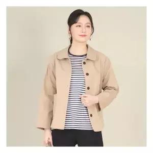애비뉴투지 엄마옷 트렌치 코튼 라운드 카라 뿔 단추 여성 봄 가을 간절기 숏 캐쥬얼 재킷 J03522 1395529