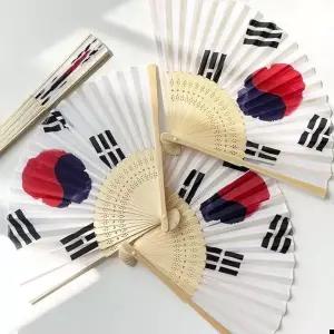 대나무 접이식 태극기 실크 부채 1P LM-0691