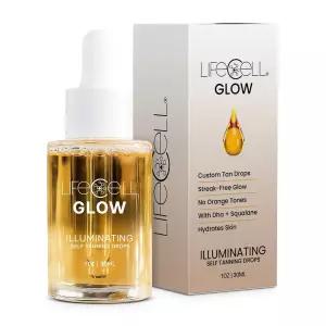 LifeCell Glow Self-Tanning Drops for Face  Body, DHA Squalane Formula, Customizable Tan, Streak-Fre