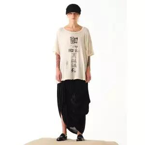 OPEN YY Draped Linen Skirt - Black 1397785