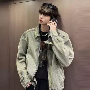 청자켓 루즈핏 밑단 스트링 오버핏 데님 재킷 빈티지 스타일