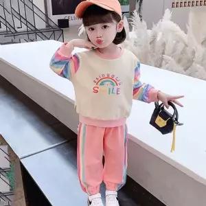 [하프클럽/알티피아]색동무지개 여아 긴팔 맨투맨 조거 상하복세트 205390