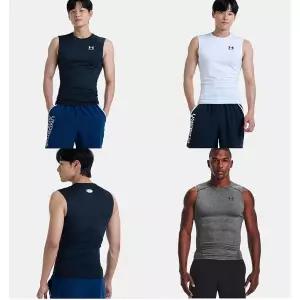 갤러리아 [언더아머] 1361522 남성 HeatGear 컴프레션 슬리브리스 나시 티셔츠