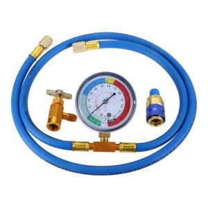 게이지가 있는 R134a 충전 호스 키트, 51인치 AC 냉매 측정 자가 밀봉 R-134a 디스펜서를 R-12/R-22 포트에