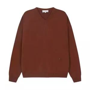 [지이크][STEIN GAFTEN] 울 블렌디드 솔리드 브이넥 풀오버 브라운 (PJUCI8911)