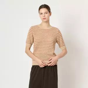 BCBG 스트라이프 하프소매 니트 탑 B4M5K428