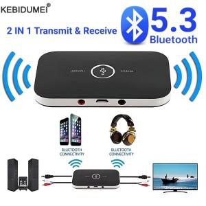 B6 2 IN 1 블루투스 5.3 오디오 송수신기 3.5mm AUX 잭 RCA USB 동글 음악 무선 어댑터 (자동차 PC TV 헤드