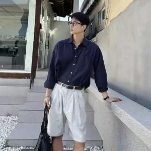 [YULL] 남자 크롭 셔츠 여름 긴팔 남방