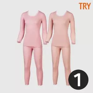 TRY 트라이 여성보온내의 겨울 베이직 동내의 면100 순면 레이스 내복세트