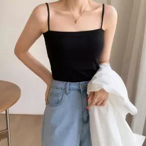 여성 캡내장 끈나시 브라탑 크롭 이너웨어 민소매 레이어드 슬리브리스 여름 데일리 6컬러