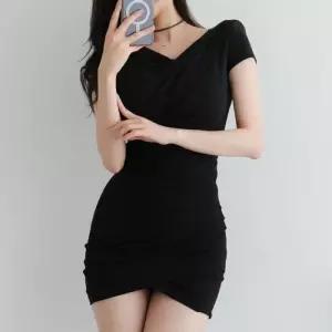 [옷자락]여자 슬림핏 짧은 클럽룩 쁘띠 잔주름 SS 스커트