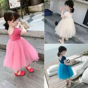 여아드레스 여아 반팔 벌룬 망사드레스 원피스 어린이집 아동 실내복 유아 키즈 유치원